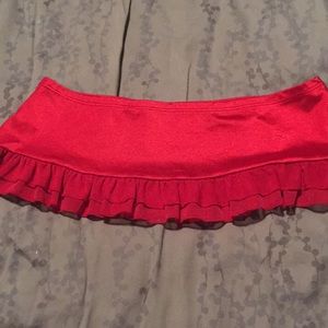 Tiny red satin spandex dance skirt